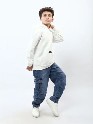 Pantalon jogger garçon en jean cargo, taille élastique – JOG25GDWP76808MB1 – Image 3