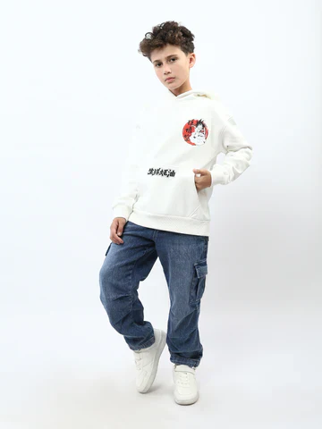 Pantalon jogger garçon en jean cargo, taille élastique – JOG25GDWP76808MB1 – Image 4