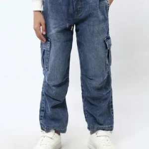 Pantalon jogger garçon en jean cargo, taille élastique – JOG25GDWP76808MB1