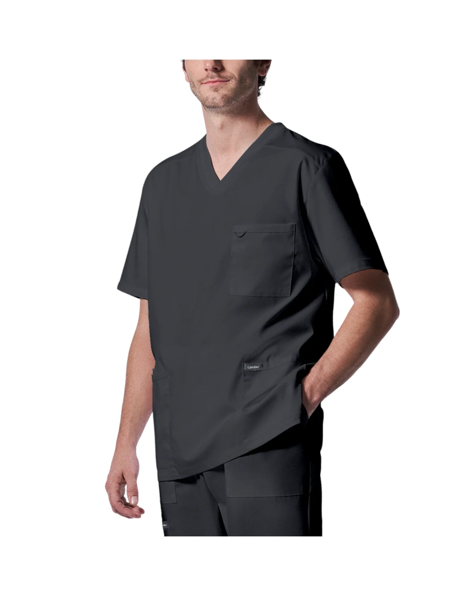 Haut 4 poches à col en V pour hommes Landau Proflex #LT109 – Image 7