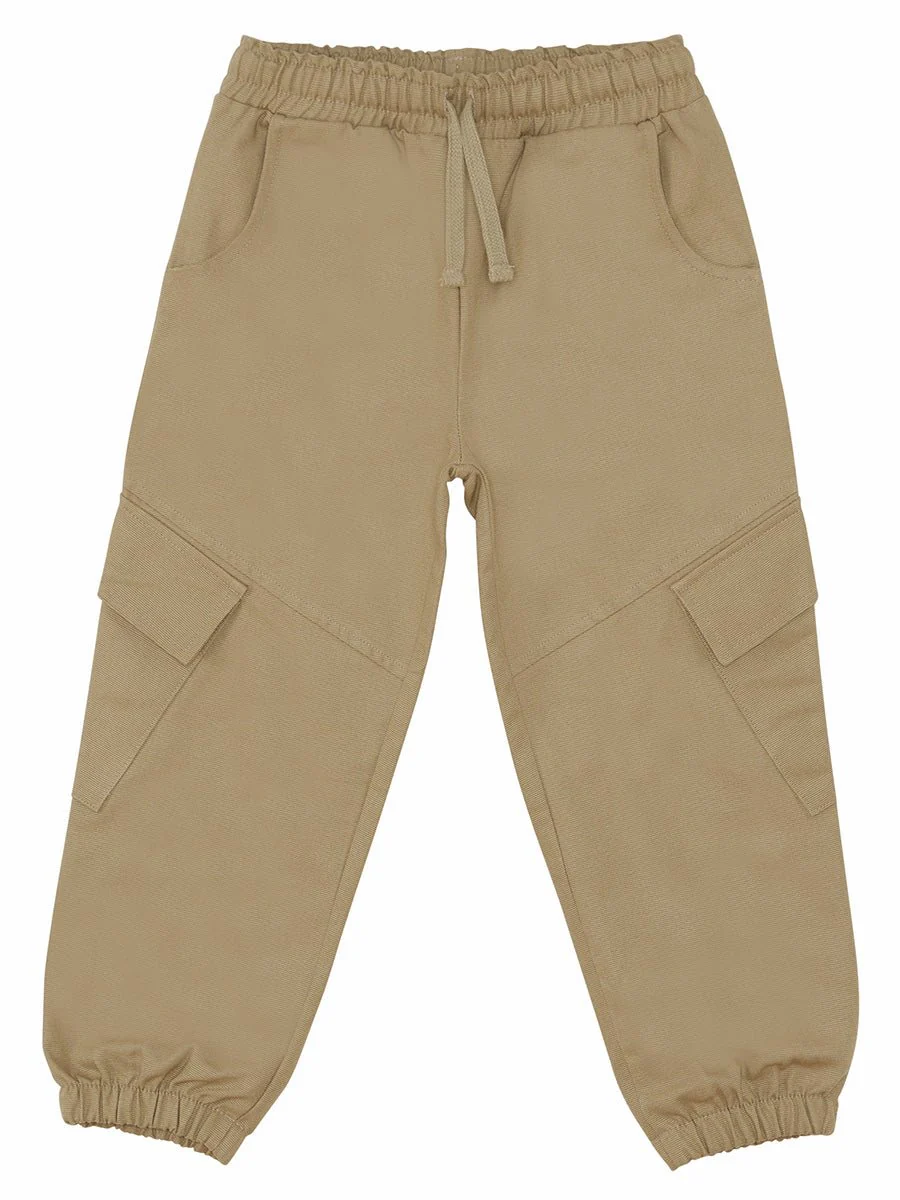 Pantalon garçon beige en toile – Taille et chevilles élastiques - coton – Image 3