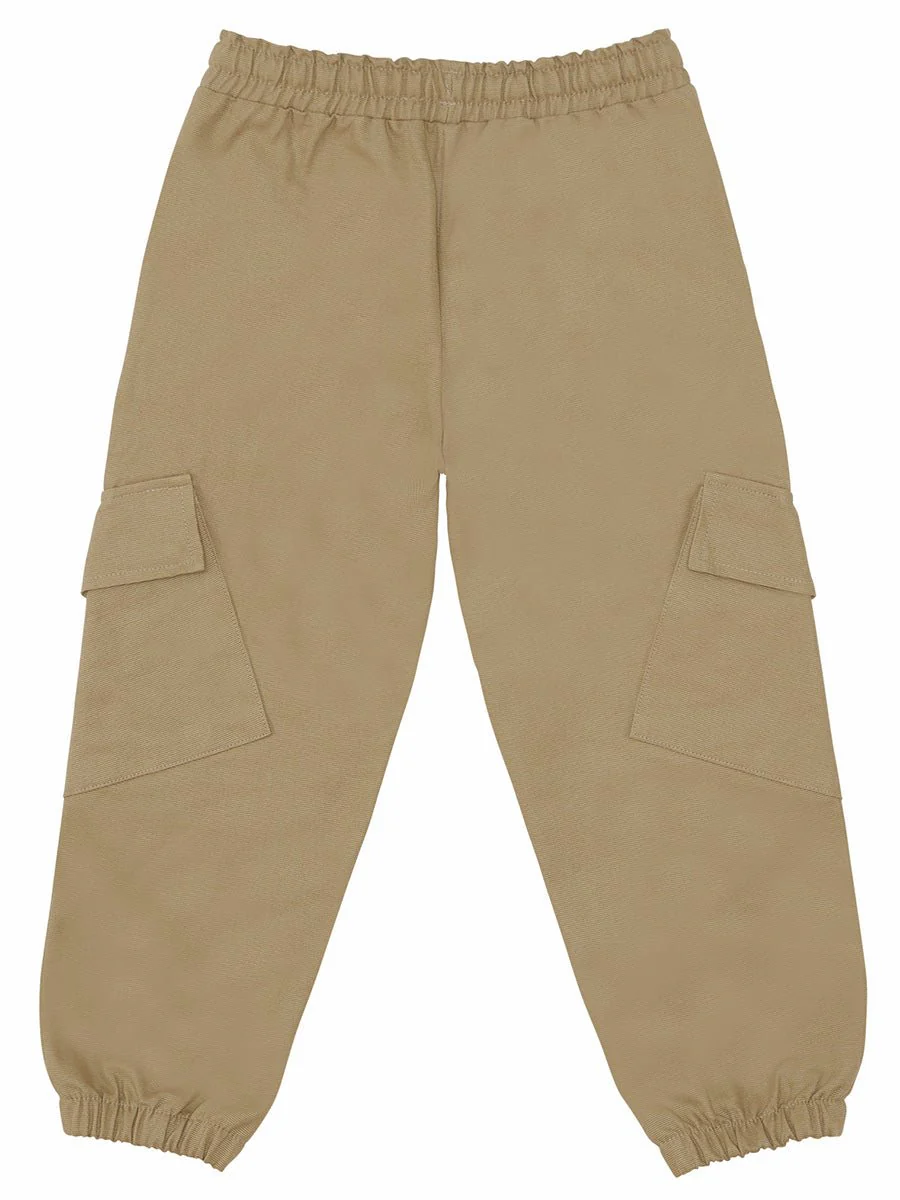 Pantalon garçon beige en toile – Taille et chevilles élastiques - coton – Image 4