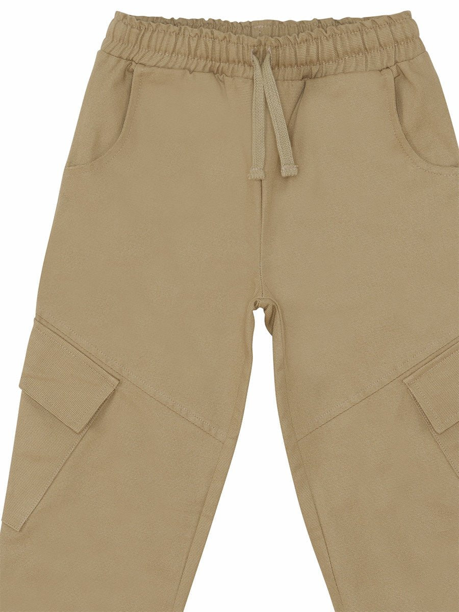 Pantalon garçon beige en toile – Taille et chevilles élastiques - coton – Image 5