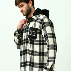 Chemise Homme à Carreaux avec Capuche Intégrée - Moderne et Confortable - OSH23ACCR19846TM1