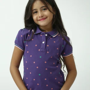 Polo fille à pois manches courtes col boutonné – POS24SAPI71010MG1