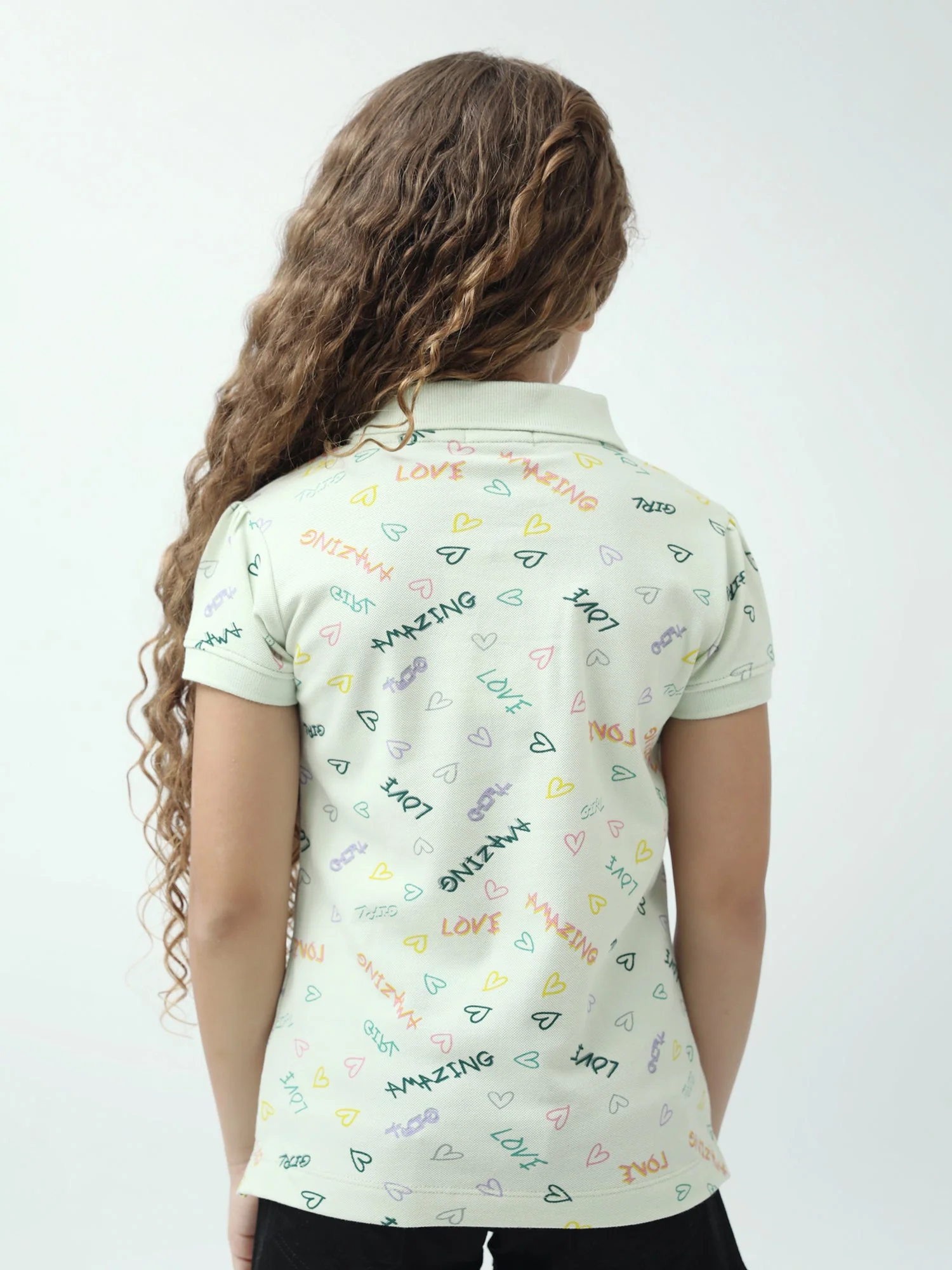 Polo ado fille imprimé cœurs & messages colorés manches courtes - POS24SAPI71011MR1 – Image 4