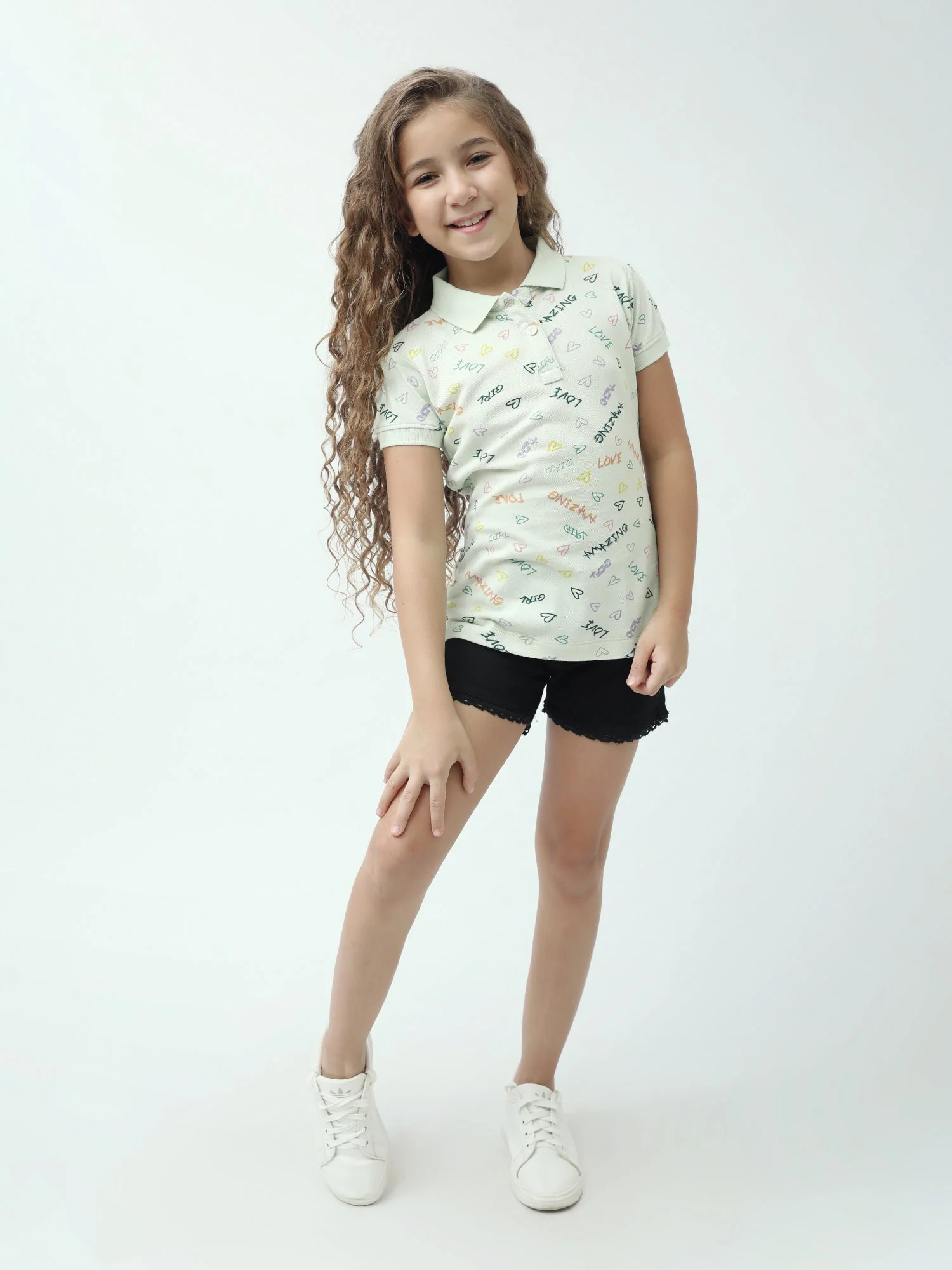 Polo ado fille imprimé cœurs & messages colorés manches courtes - POS24SAPI71011MR1 – Image 5