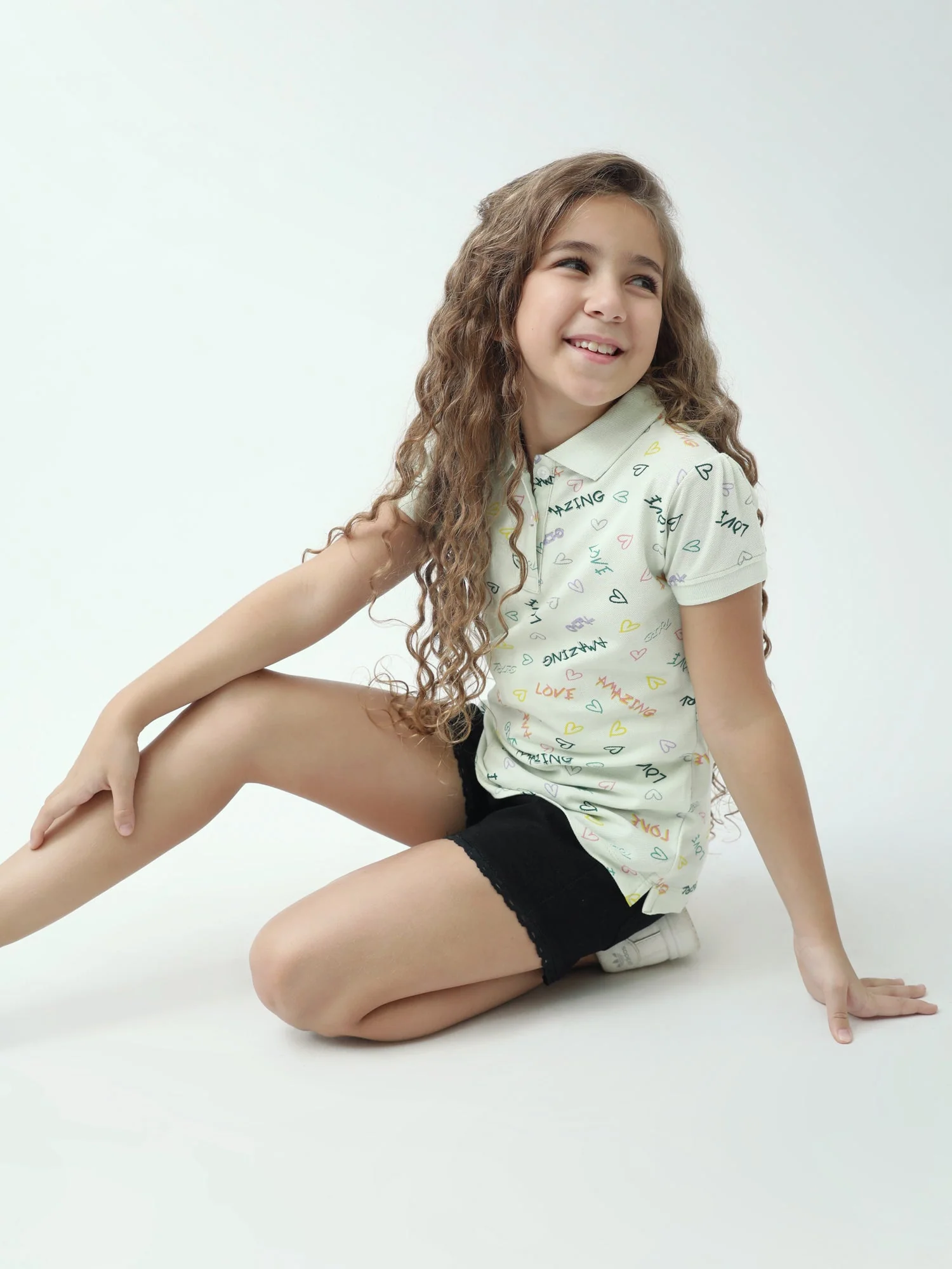 Polo ado fille imprimé cœurs & messages colorés manches courtes - POS24SAPI71011MR1 – Image 7