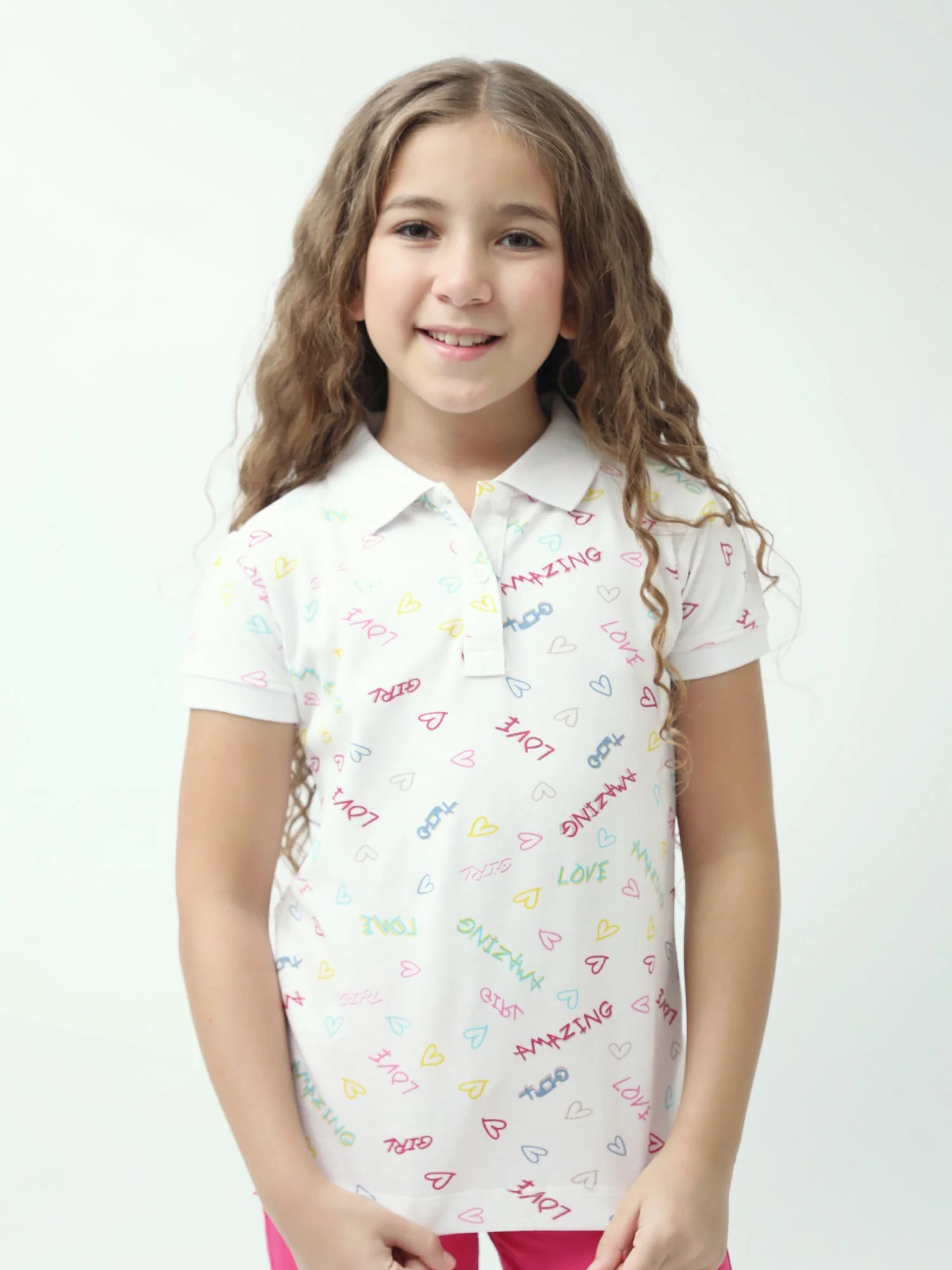 Polo ado fille imprimé cœurs & messages colorés manches courtes - POS24SAPI71011MR1 – Image 8