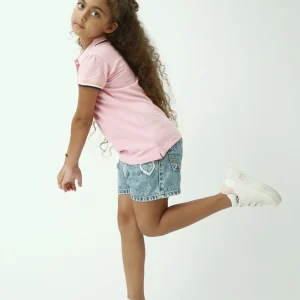 Polo ado fille rose à volants – col contrasté, manches courtes - POS24SEPR71006MR1