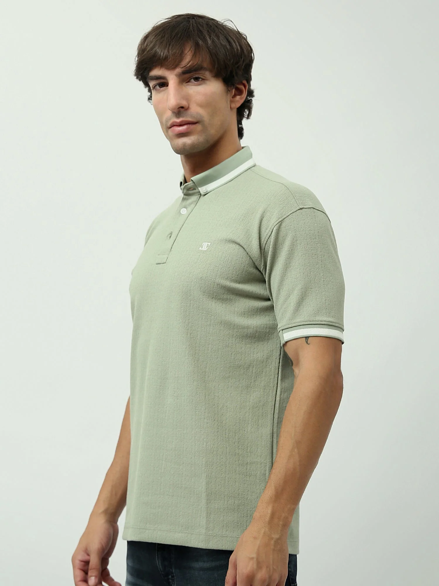 Polo Homme Vert Menthe – Coupe Slim et Style Élégant Casual - POS24SNTR21762TM1