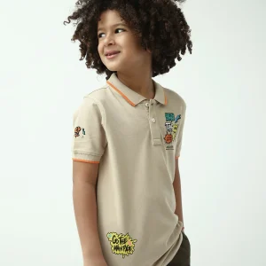 Polo ado garçon avec liserés orange et patchs – manches courtes - POS24SPPI75528MJ1