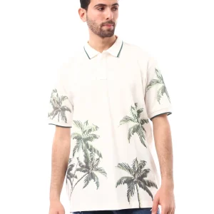 Chemise polo pour homme d'été au design moderne, avec impression de palmier - POS24SPPR21900TM1
