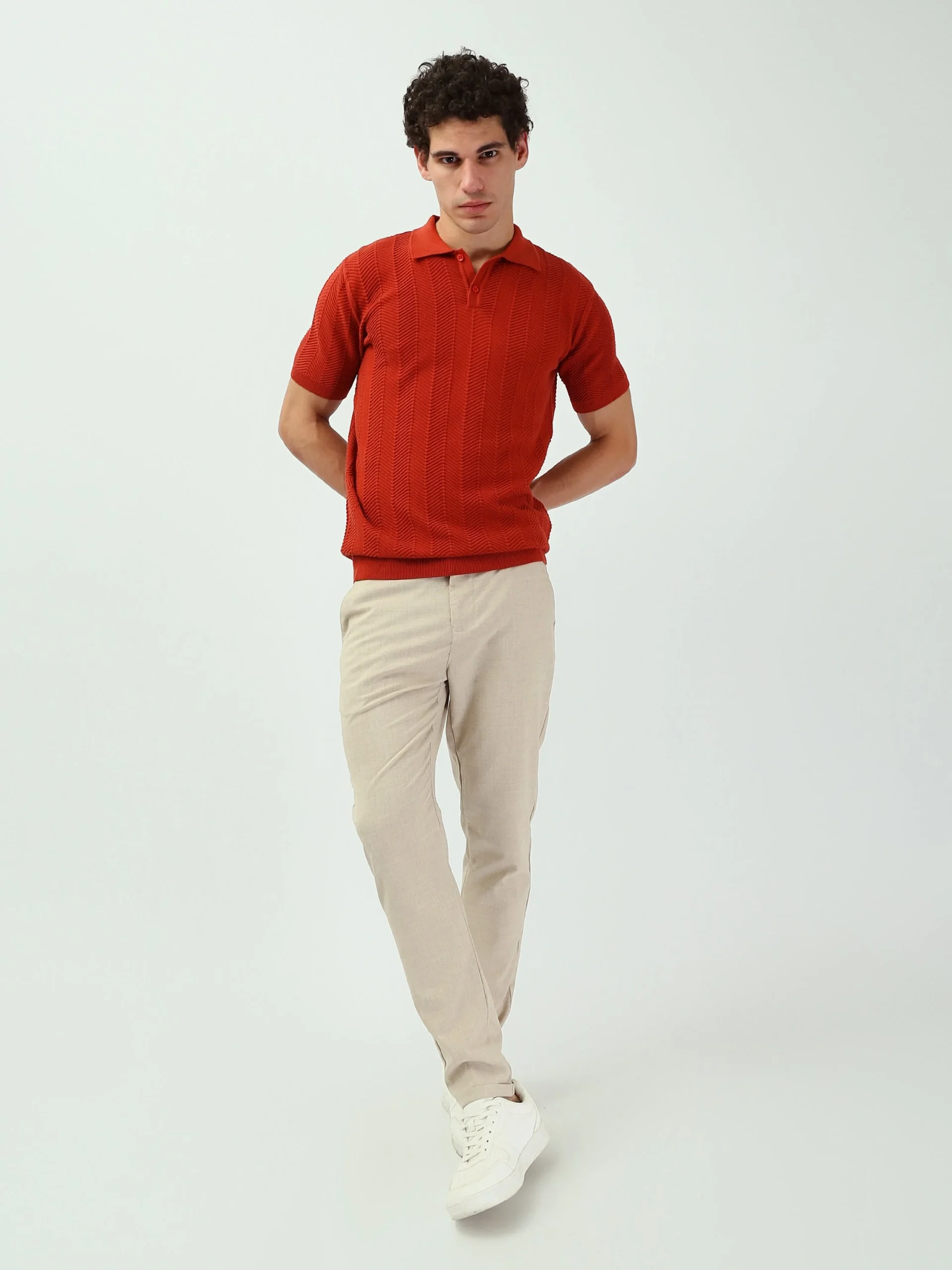 Polo homme à motifs entrelacés au style élégant - POS25SKTR21932TM1 – Image 9