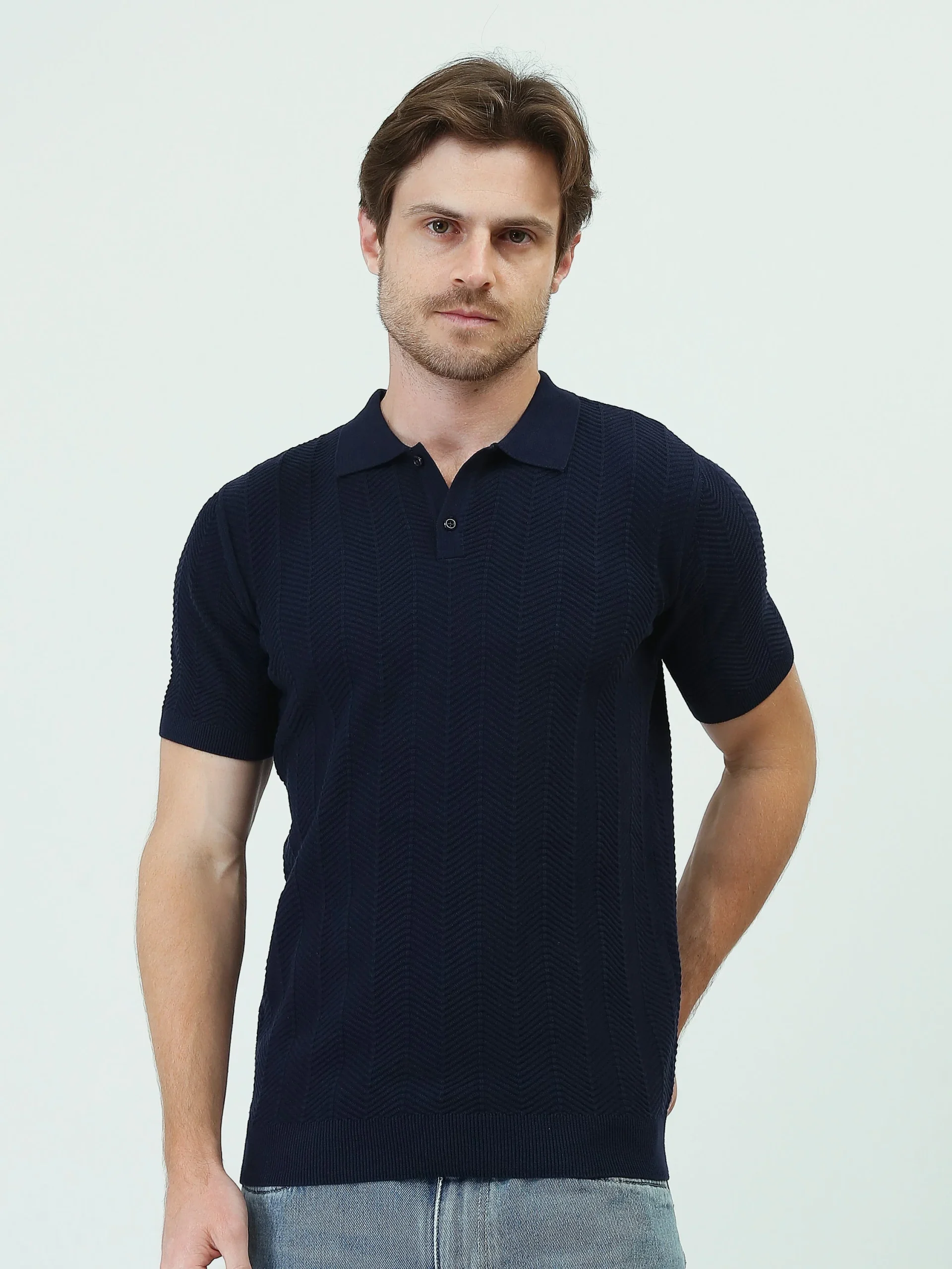Polo homme à motifs entrelacés au style élégant - POS25SKTR21932TM1 – Image 2