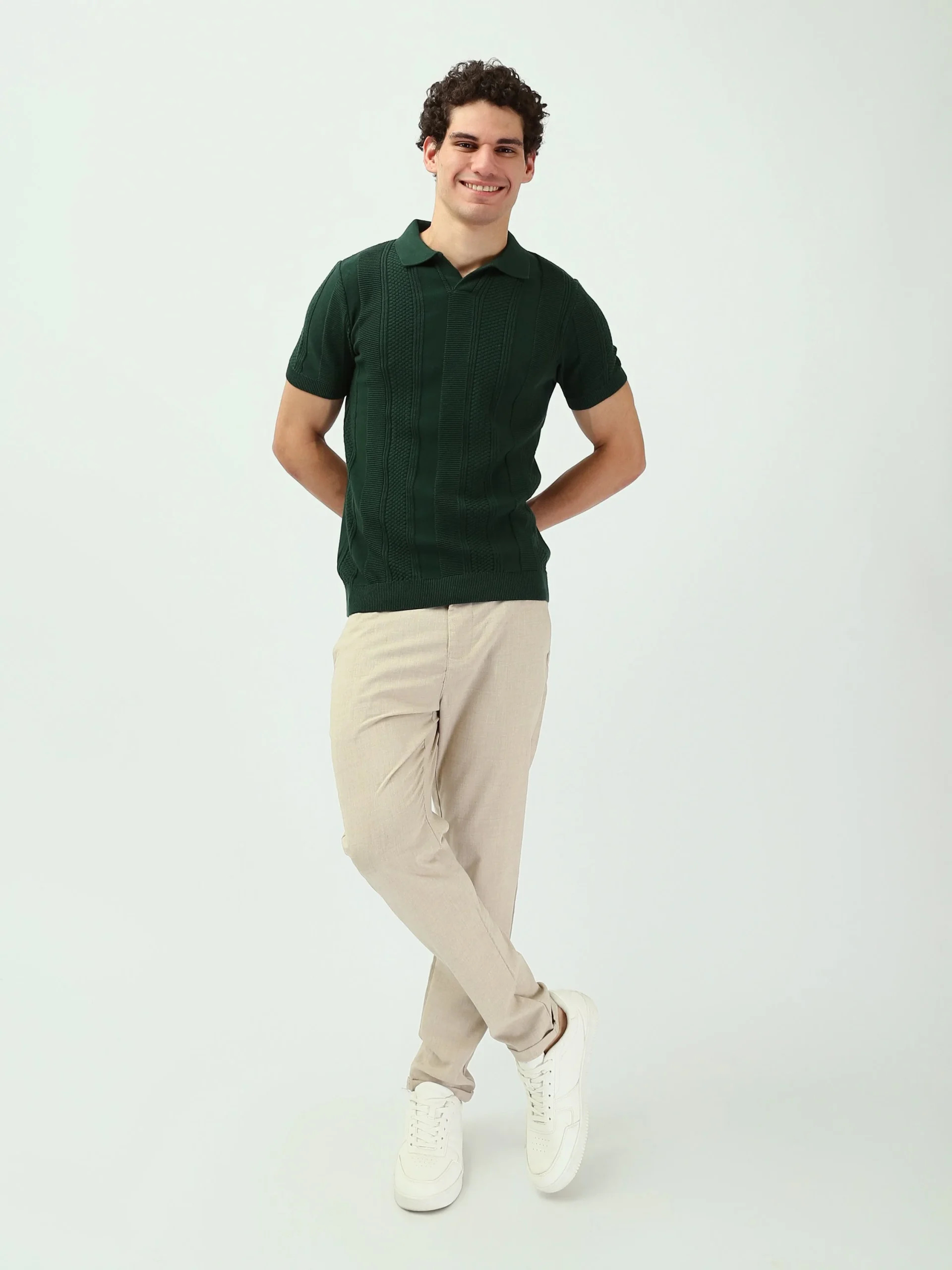Polo Homme Vert Foncé Texturé – Style Élégant et Moderne - POS25SKTV21942TM1 – Image 5
