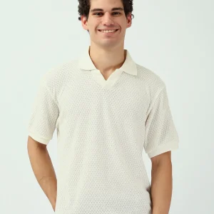 Polo homme off-white en tricot – Style décontracté et aérien - POS25SNTV21027TM1