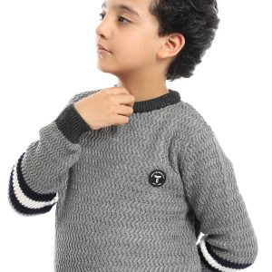Pull en Laine Garçon – Confort et Style Moderne avec Détails Rayés - PUL23WAYC27505TB1
