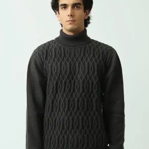 Pull homme à col roulé en maille torsadée – Élégance et confort au quotidien - PUL26WPPH27922TM1