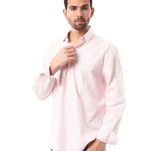 Polo homme à manches longues – coloris rose clair avec design en maille – SHI24SCCR17413TM1