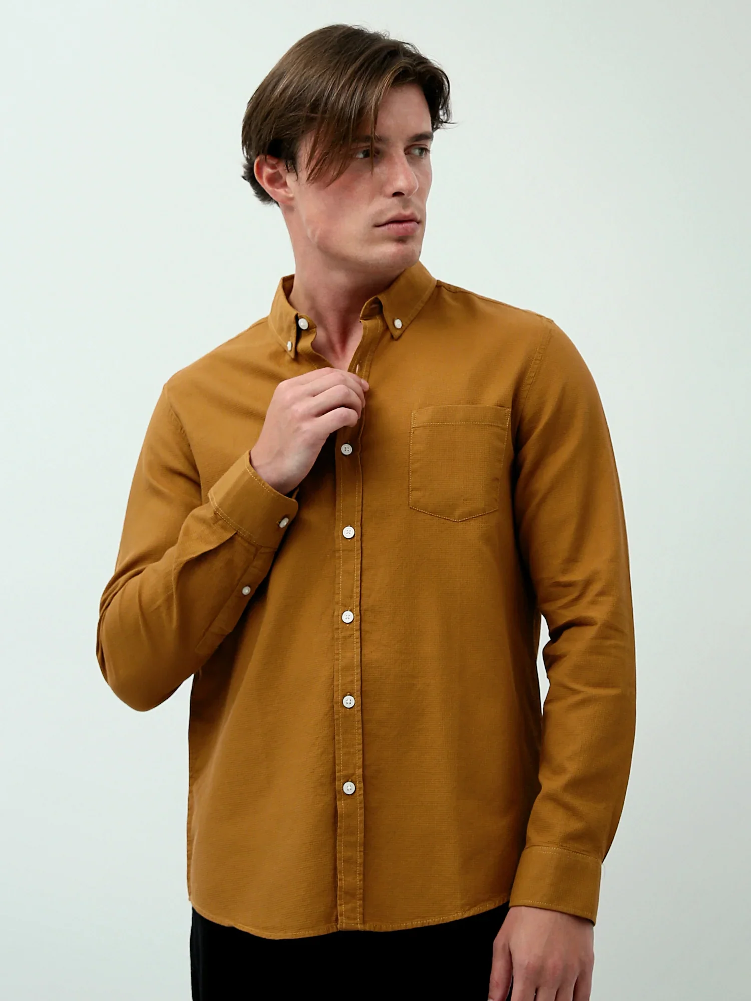 Chemise Homme Regular Fit – Couleurs Havana et Mid Green – SHI24SEPR19474TM1