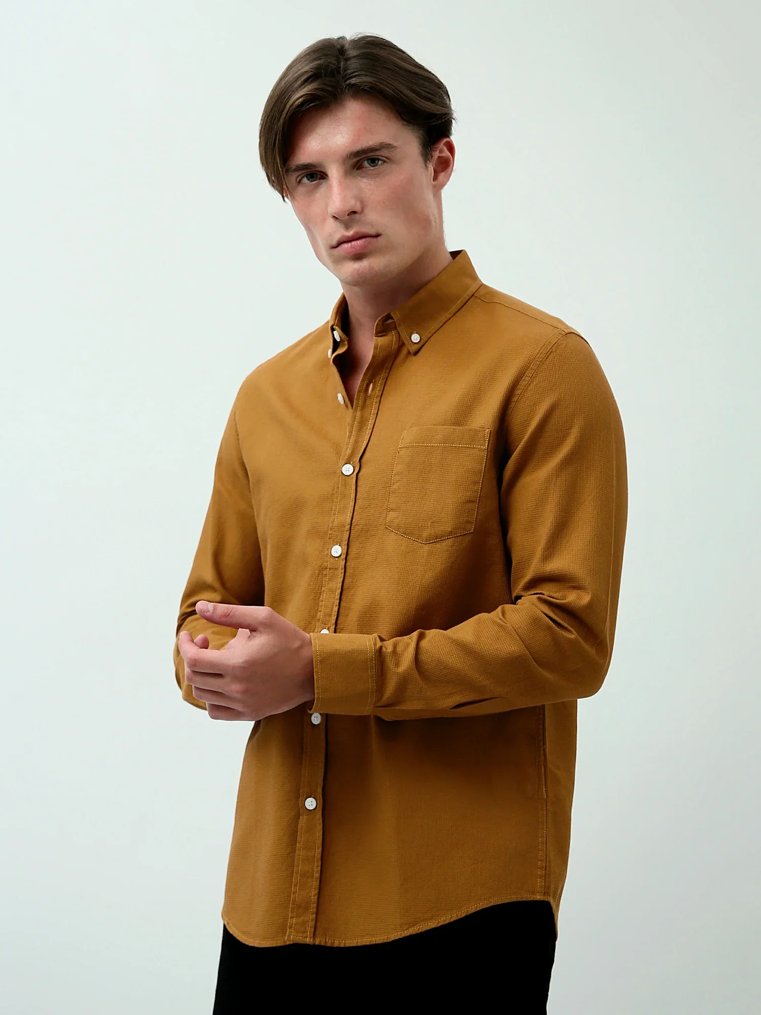 Chemise Homme Regular Fit – Couleurs Havana et Mid Green – SHI24SEPR19474TM1 – Image 3