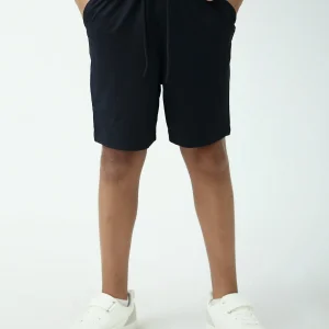 Short ado garçon noir basique avec cordon et poches – confort été - SHR24SSPS75647MJ1