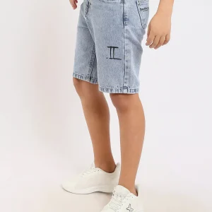 Short en jean pour enfants de couleur bleu clair - SHR25SDPP31707TB1