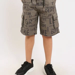 Short Garçon Olive Imprimé – Style Urbain et Confortable - SHR25SGAS23179TB1