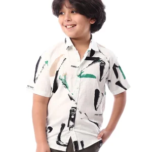 Chemise garçon à motif artistique moderne – SSH24SACR19447TJ1