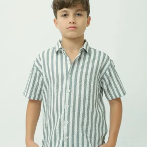 Chemise enfant à manches courtes avec rayures modernes – SSH24SSRR19425TJ1