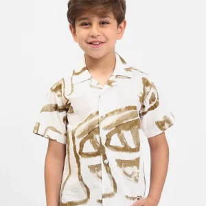 Chemise garçon à manches courtes imprimé abstrait – SSH25SAIC76484MB1