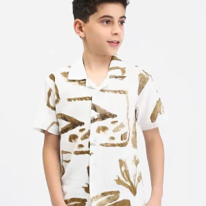 Chemise garçon ado à manches courtes imprimé abstrait – SSH25SAIC76484MJ1