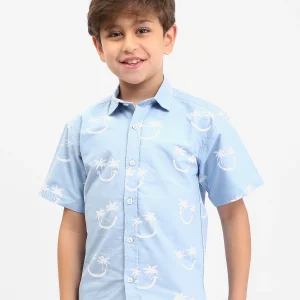 Chemise garçon manches courtes imprimée palmiers – SSH25SAOR76453MB1