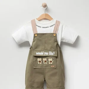 Ensemble bébé garçon salopette et t-shirt imprimé