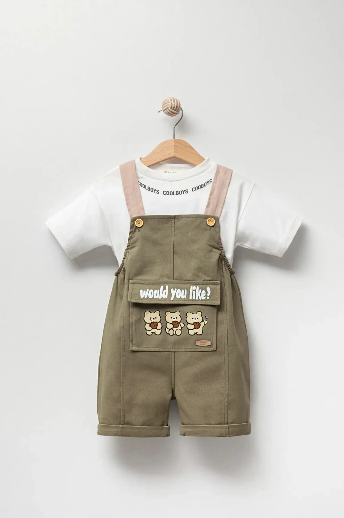 Ensemble bébé garçon salopette et t-shirt imprimé