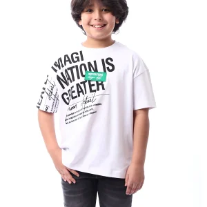 T-shirt Enfant Blanc avec Imprimé Coloré et Logo Distinctif - TSH24SPRO20033TB1