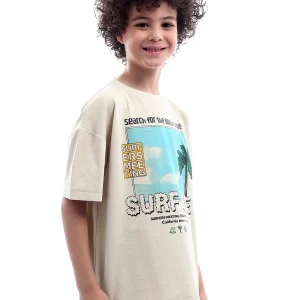 T-shirt pour garçon beige avec impression distinctive - TSH24SPRO32615TB1