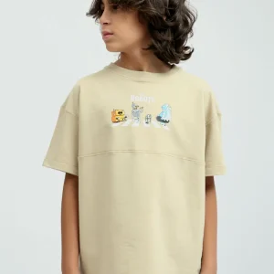 T-shirt pour garçon "Les Robots" Beige – Design amusant et confortable - TSH24SPRO32657TB1