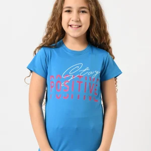 T-shirt fille à manches courtes, message Stay Positive – TSH24SPRR71089MG1