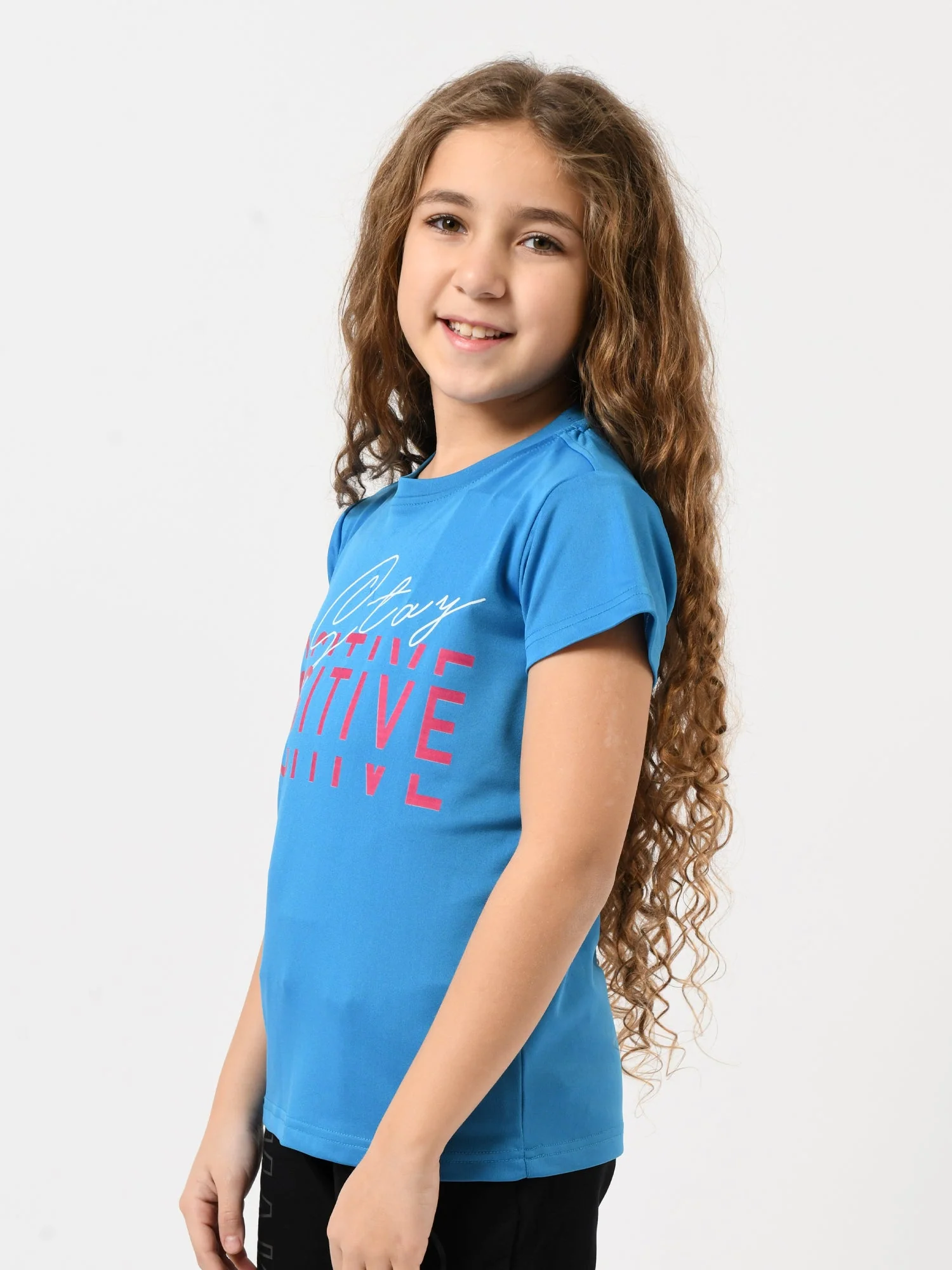 T-shirt fille à manches courtes, message Stay Positive – TSH24SPRR71089MG1 – Image 3