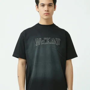 T-shirt noir homme avec imprimé "WEEKEND" – Style décontracté et tendance - TSH25SPR20412TM1