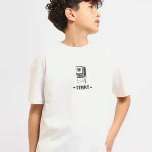 T-shirt Oversized Garçon "START" – Design rétro avec imprimé console de jeu - TSH25SPRO35102TB1