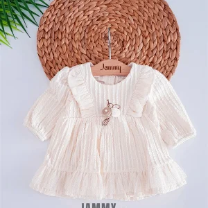 Robe magnifique à motif auto-imprimé – Crème, coton