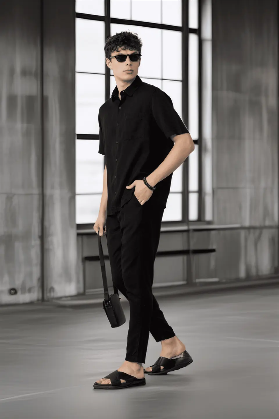 pantalon homme coton naturel cordon et zip – Image 5