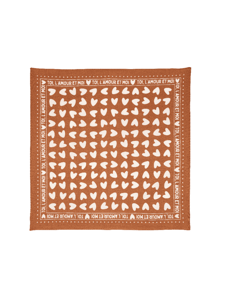 Atelier wagram – Foulard 55 cm marron cœur blanc – Image 3