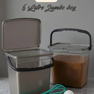 Mega Boy – Lot de 2 bacs carrés pour farine et légumineuses (6 L) Boîtes de rangement polyvalentes avec poignées, idéales aussi comme contenants pour détergent – 2 pièces