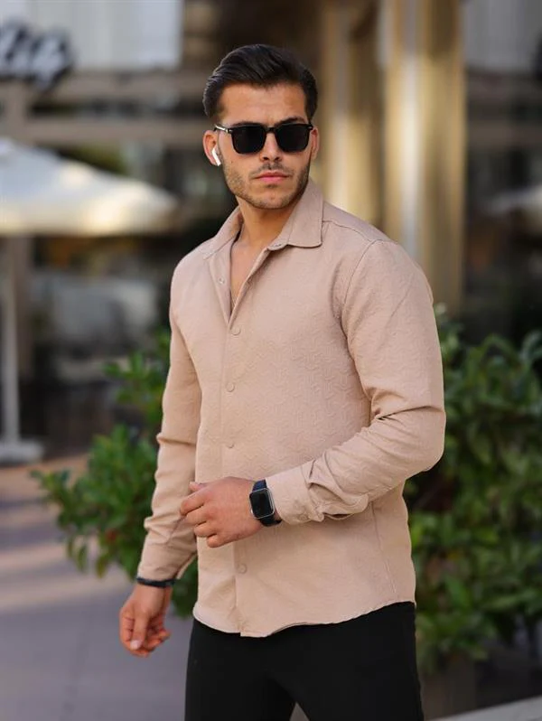 Chemise homme matelassée à motif géométrique en coton – Image 5