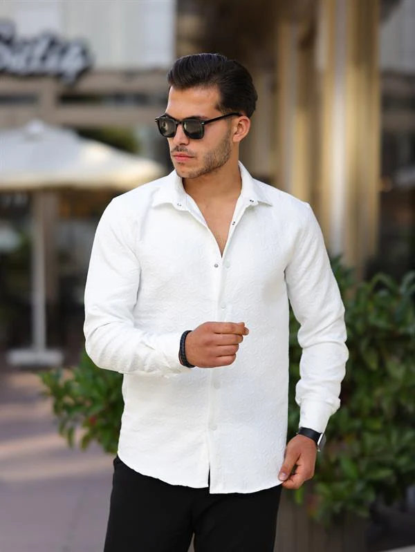 Chemise homme matelassée à motif géométrique en coton