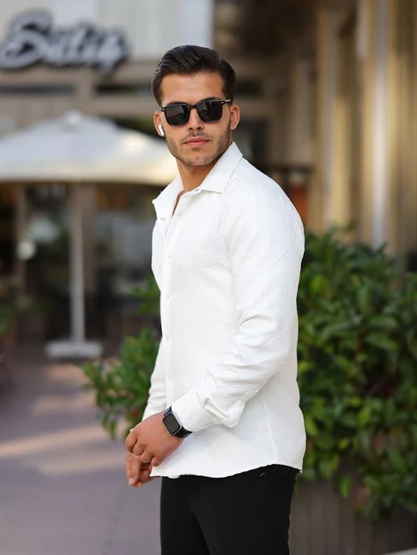 Chemise homme matelassée à motif géométrique en coton – Image 3